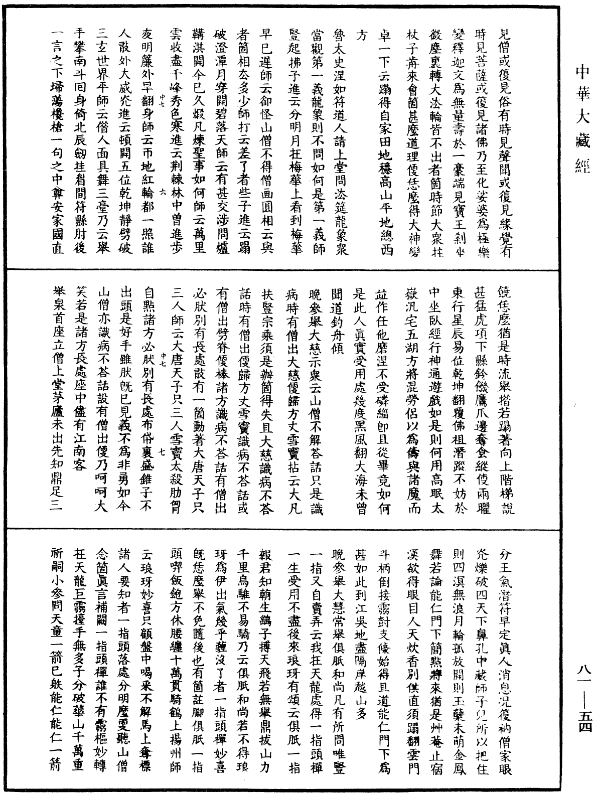 天童弘觉忞禅师语录《中华大藏经》_第81册_第0054页