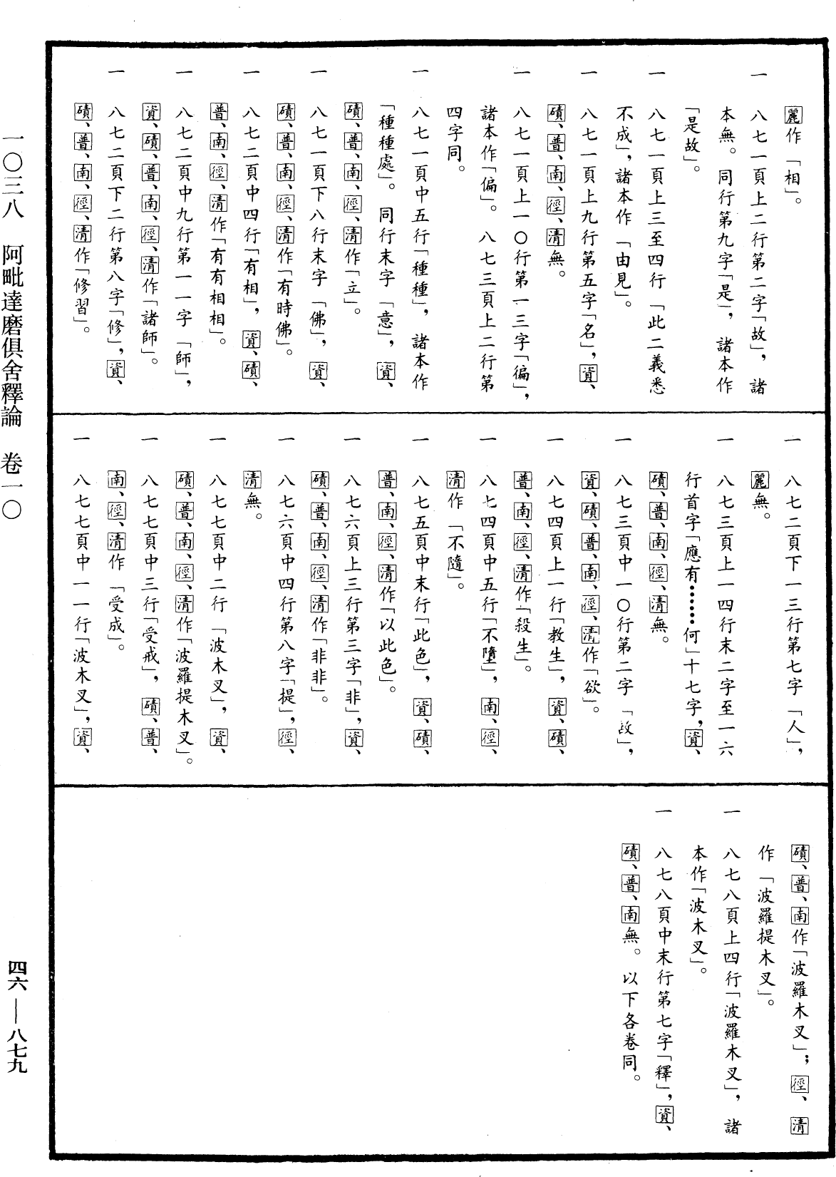 阿毗達磨俱舍釋論《中華大藏經》_第46冊_第0879頁