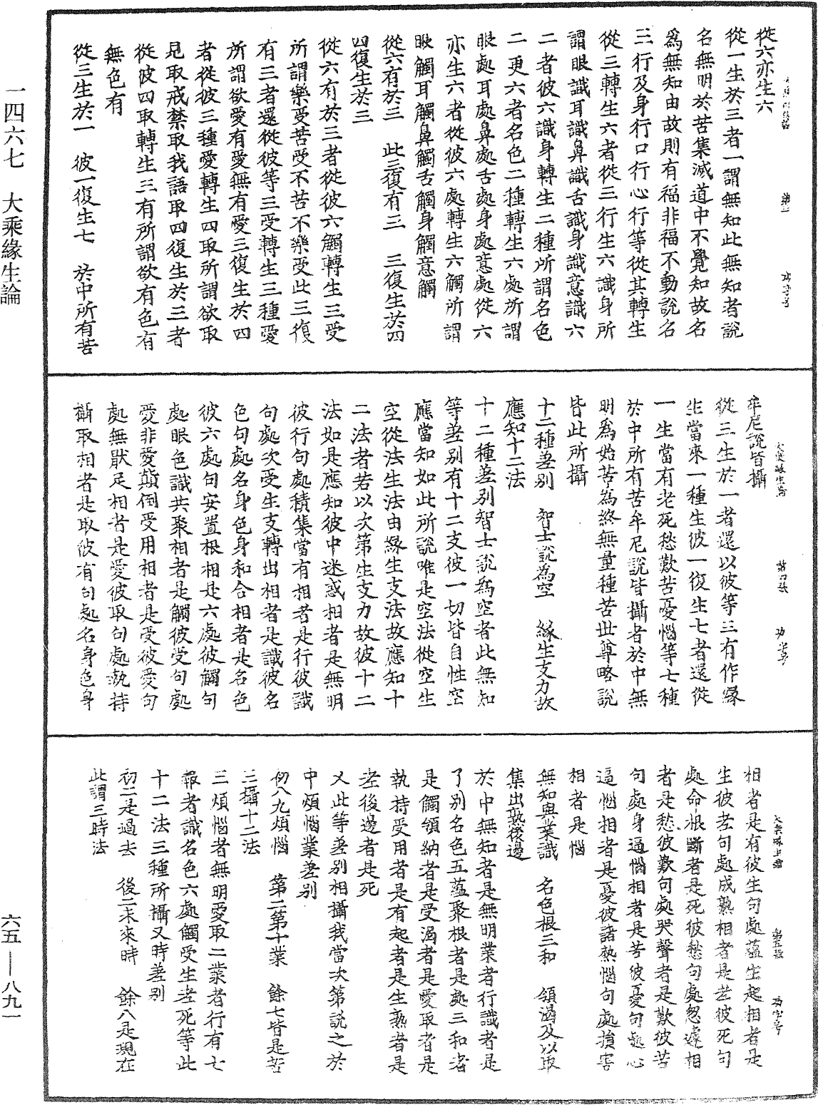大乘緣生論《中華大藏經》_第65冊_第0891頁