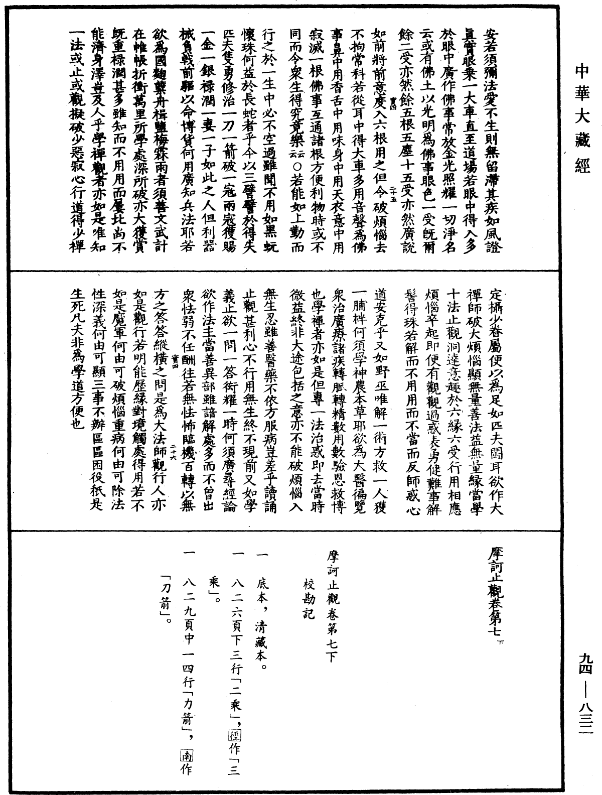 摩訶止觀《中華大藏經》_第94冊_第832頁