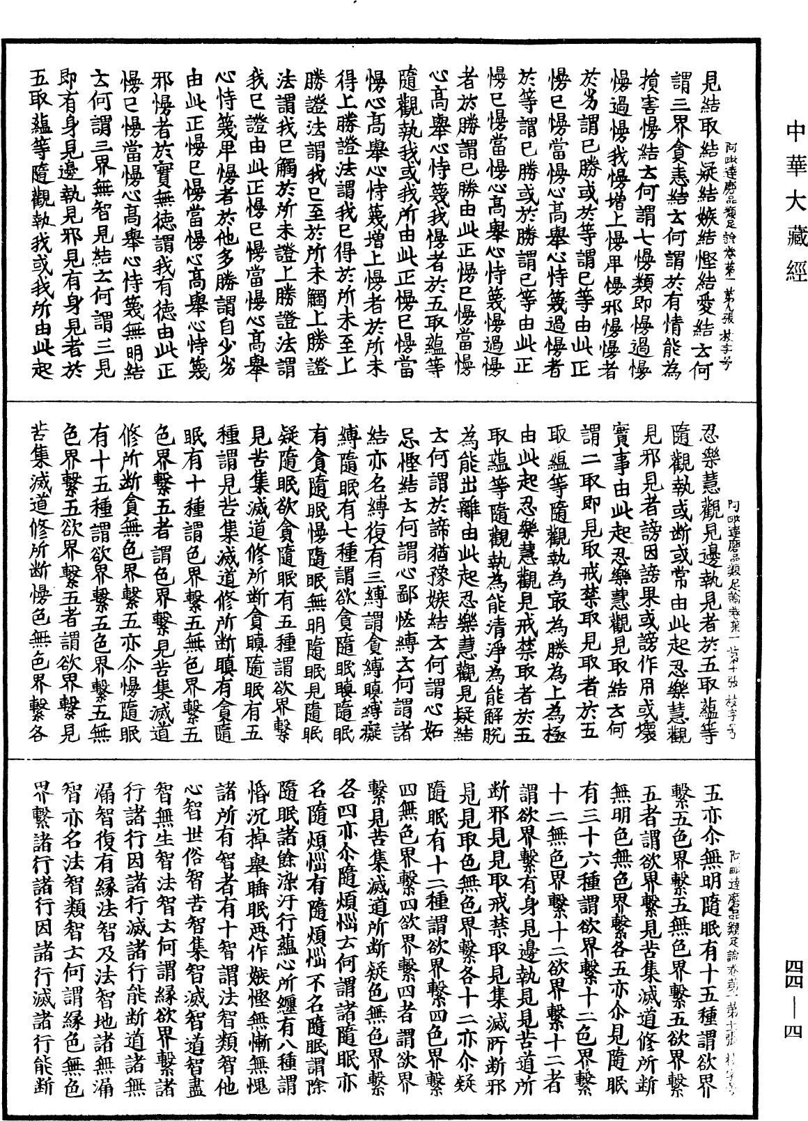 阿毗達磨品類足論《中華大藏經》_第44冊_第0004頁