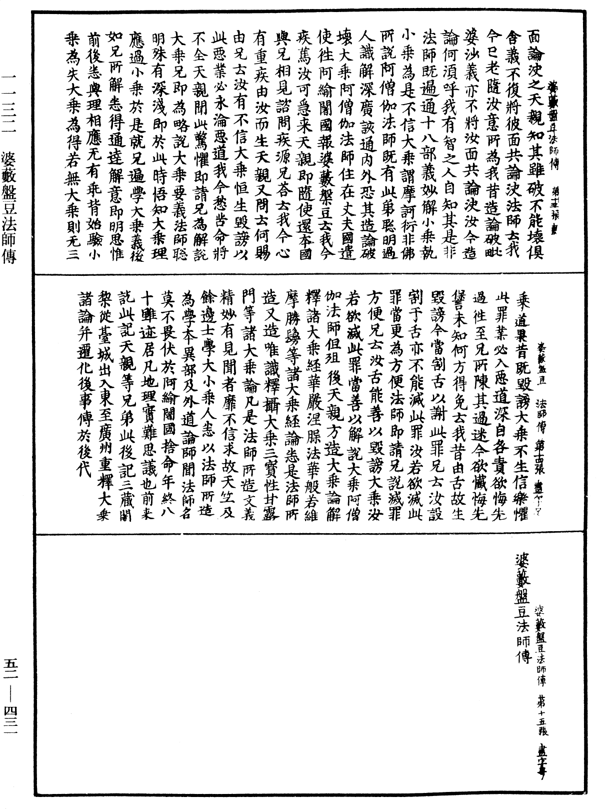 婆藪盤豆法師傳《中華大藏經》_第52冊_第431頁