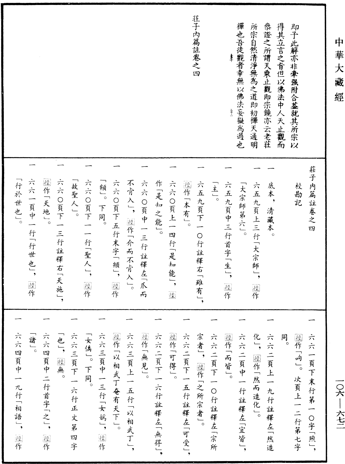 莊子內篇註《中華大藏經》_第106冊_第672頁