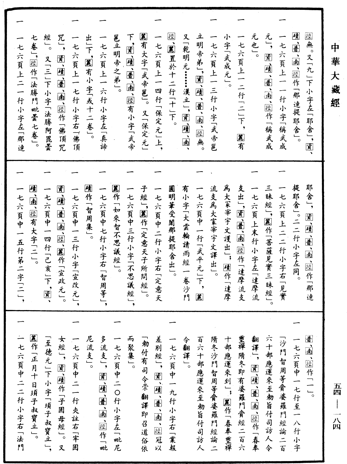 歷代三寶紀《中華大藏經》_第54冊_第184頁