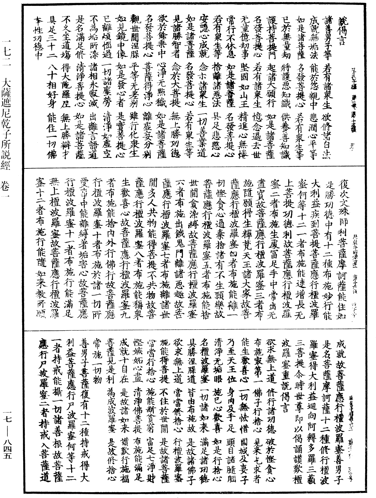 大薩遮尼乾子所說經《中華大藏經》_第17冊_第845頁