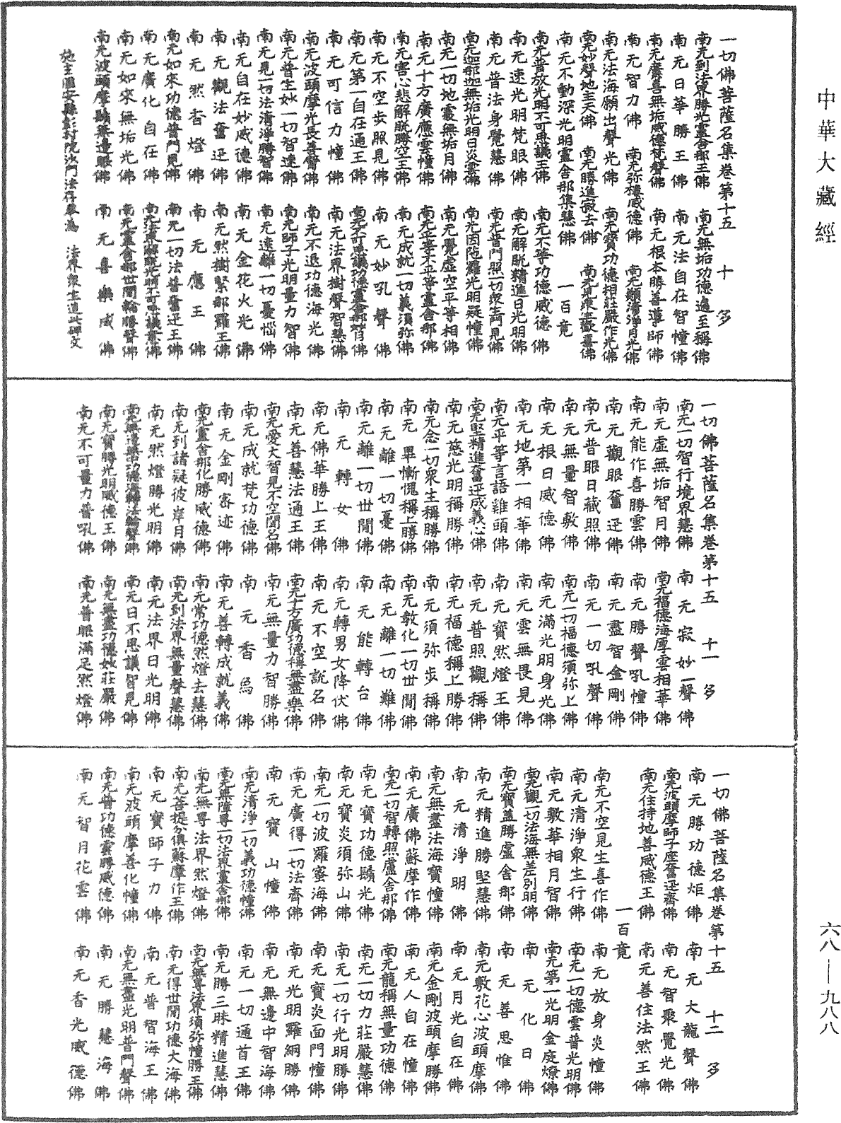 一切佛菩萨名集《中华大藏经》_第68册_第0988页