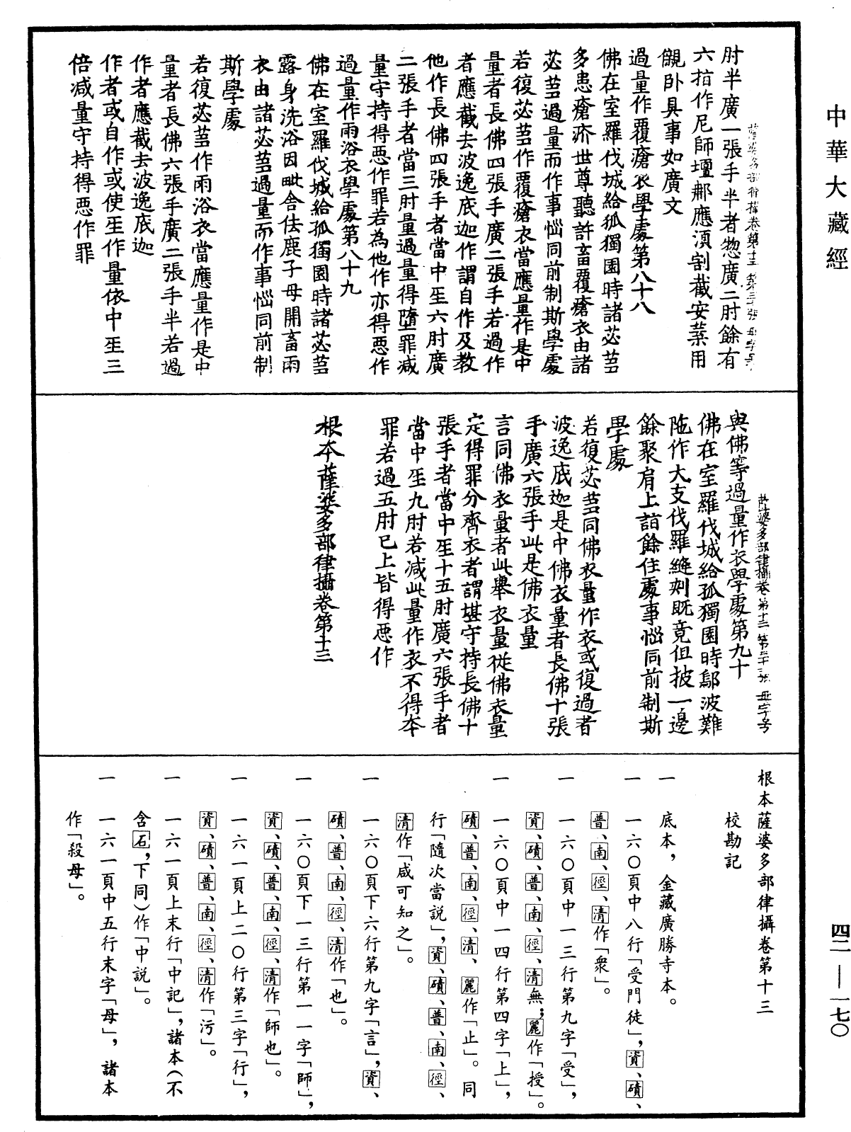 根本薩婆多部律攝《中華大藏經》_第42冊_第170頁