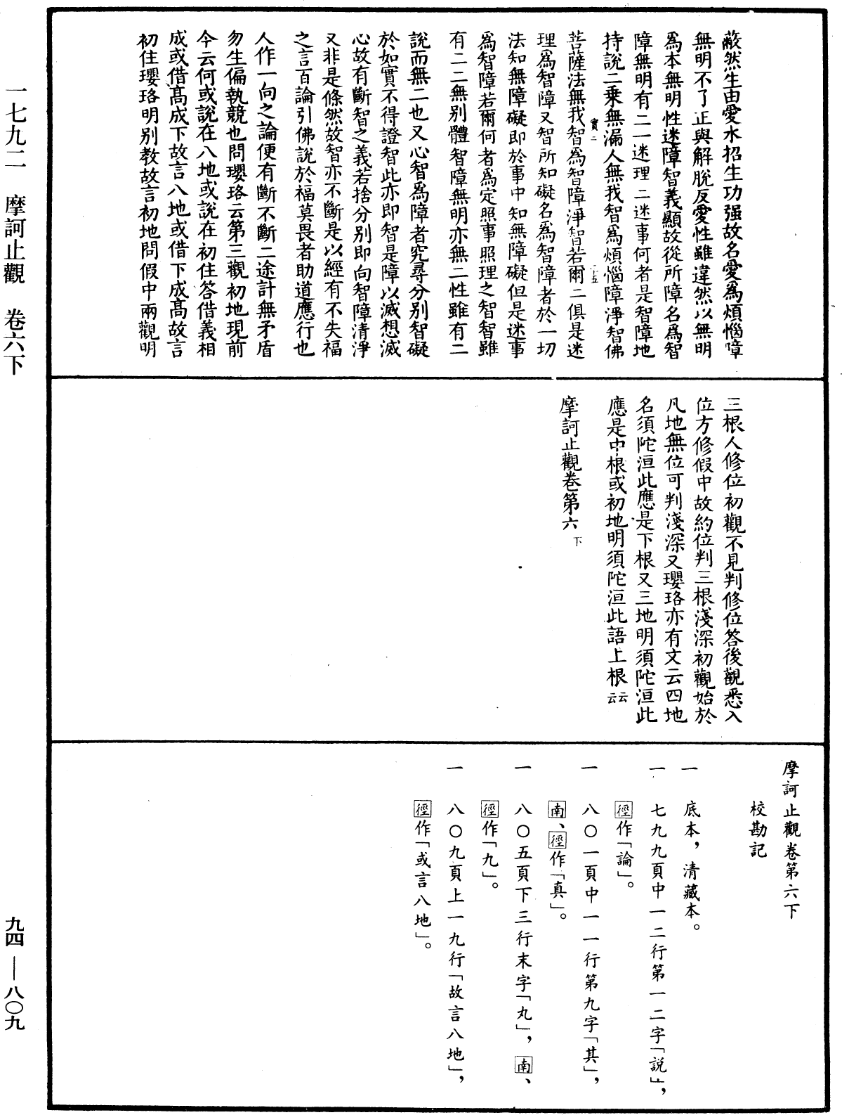 摩訶止觀《中華大藏經》_第94冊_第809頁