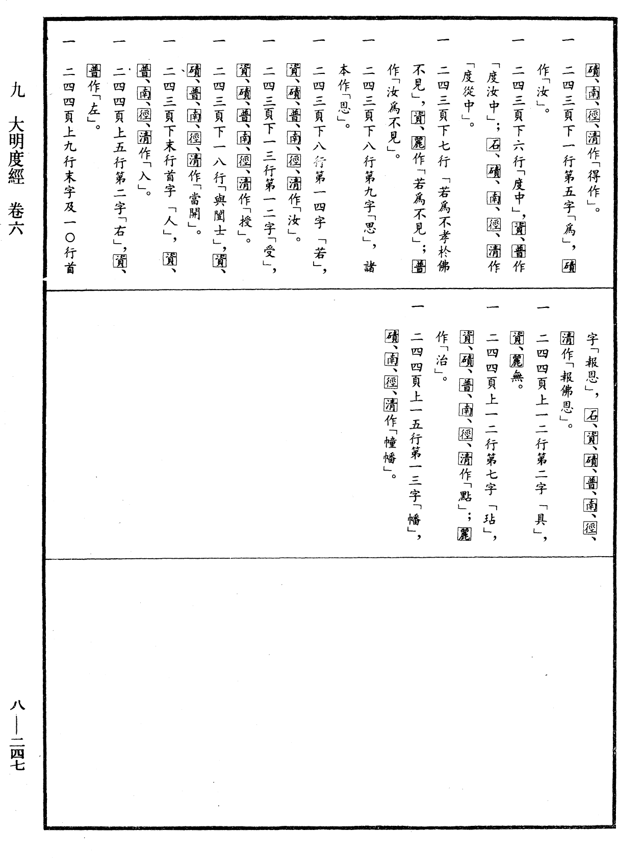 大明度经《中华大藏经》 第8册 第0247页6