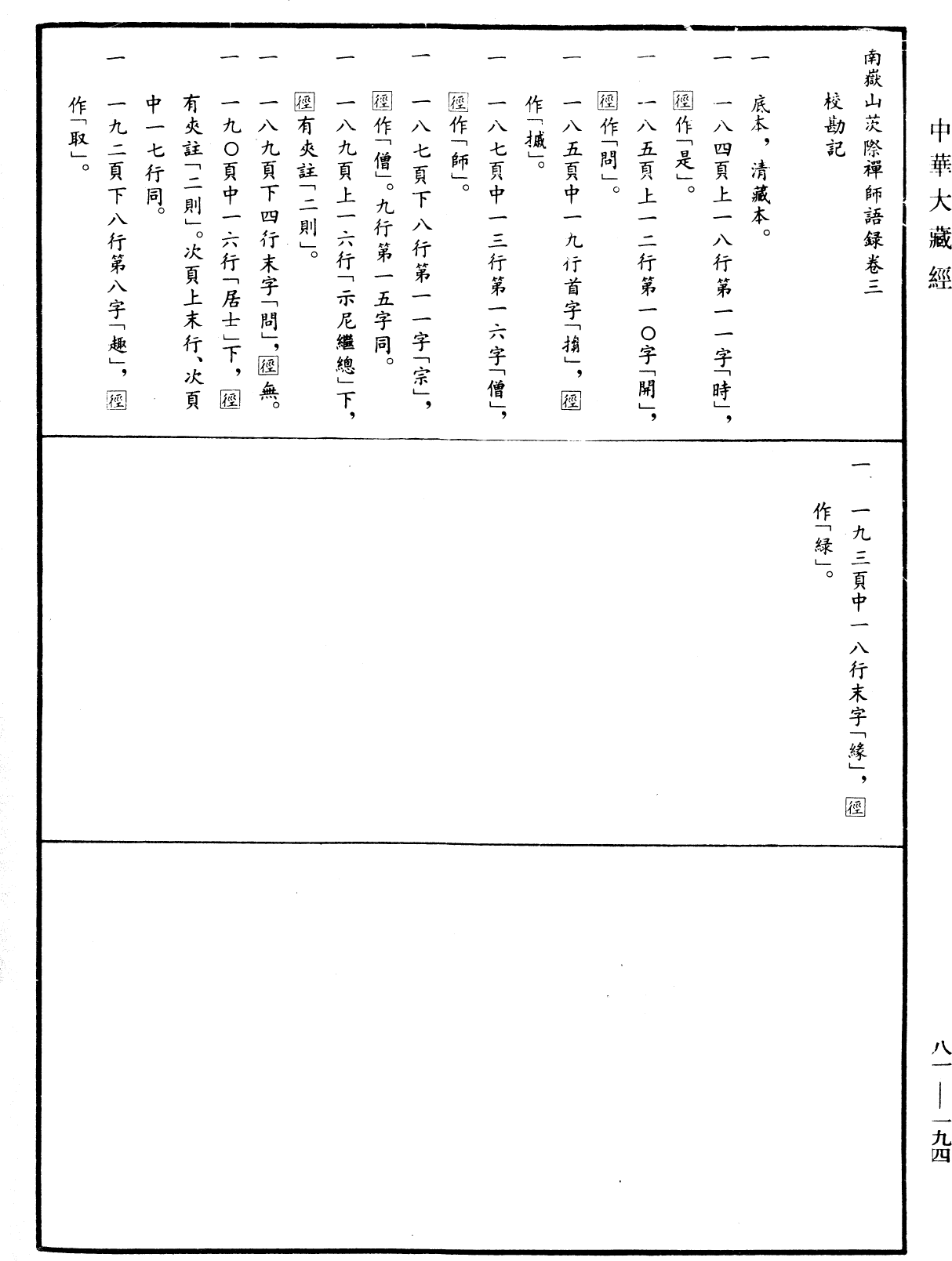 南嶽山茨際禪師語錄《中華大藏經》_第81冊_第0194頁