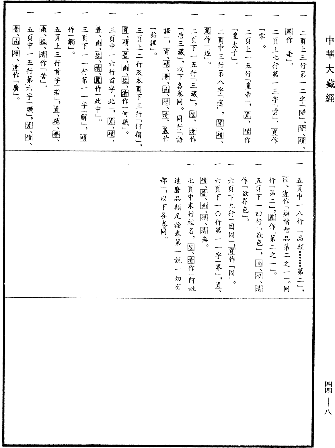 阿毗達磨品類足論《中華大藏經》_第44冊_第0008頁