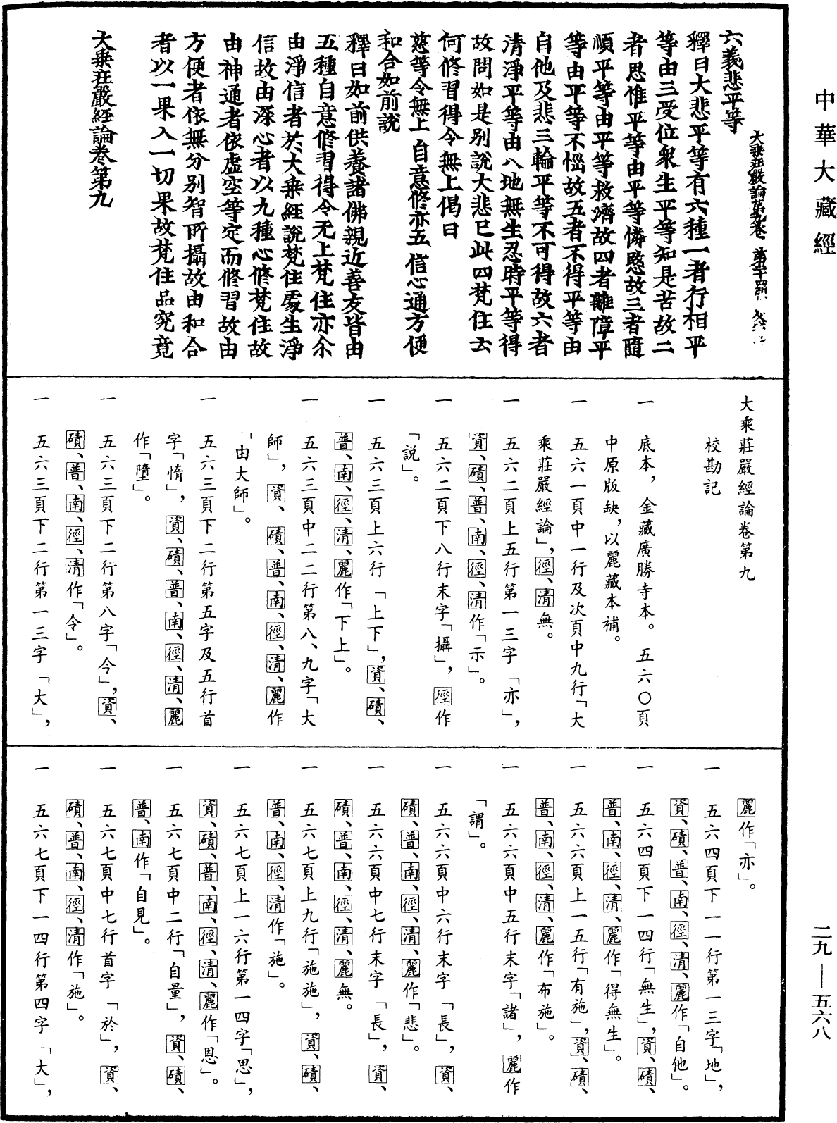 大乘莊嚴經論《中華大藏經》_第29冊_第0568頁