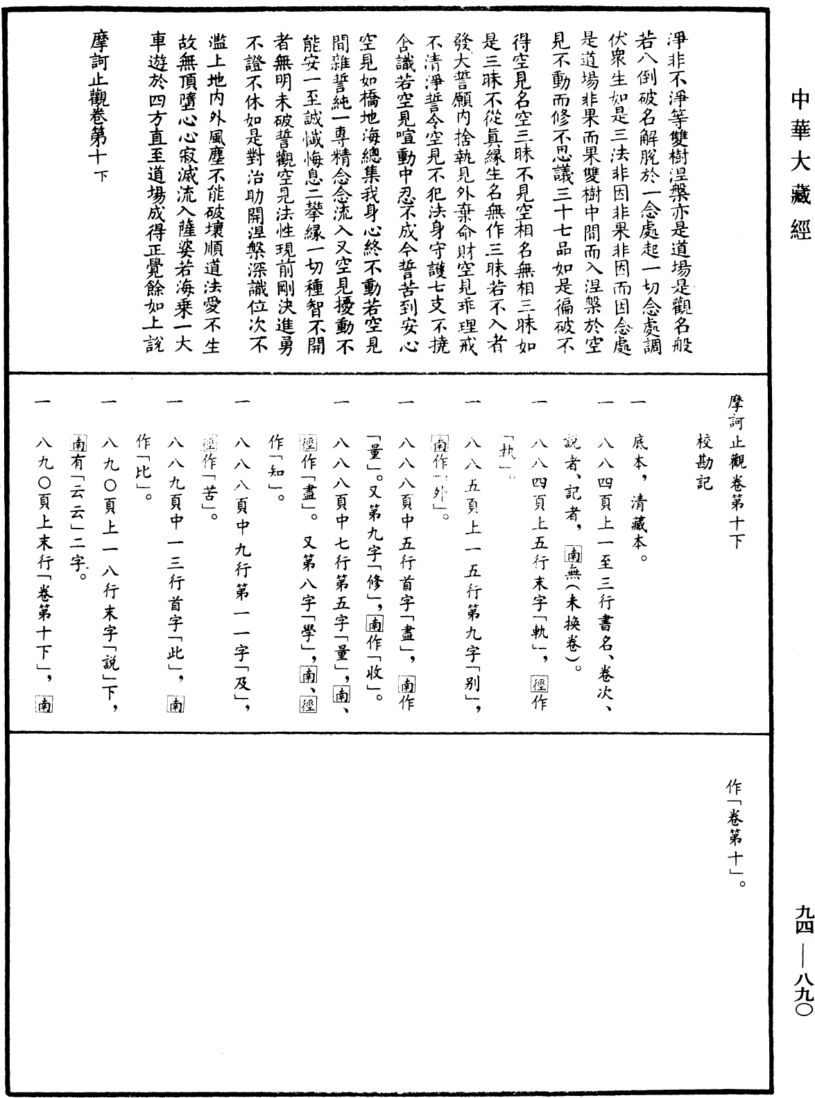 摩訶止觀《中華大藏經》_第94冊_第890頁