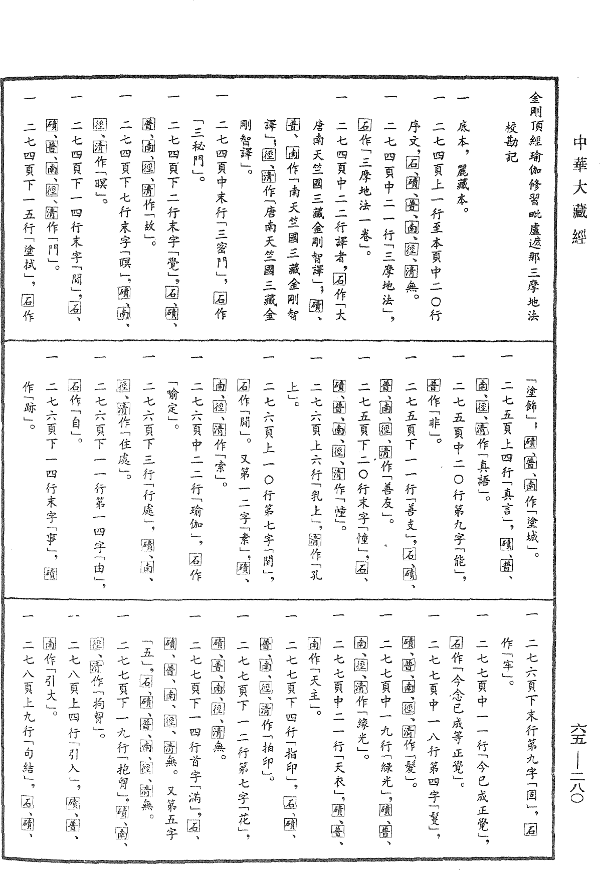 金剛頂經瑜伽修習毗盧遮那三摩地法《中華大藏經》_第65冊_第0280頁