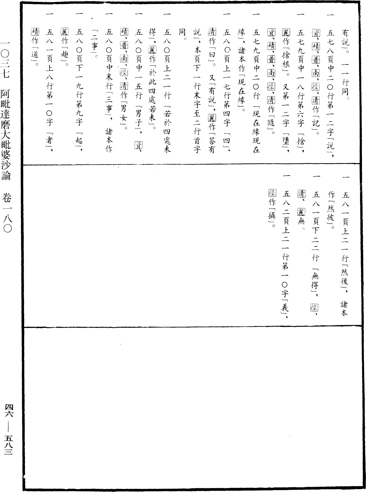 阿毗達磨大毗婆沙論《中華大藏經》_第46冊_第0583頁180