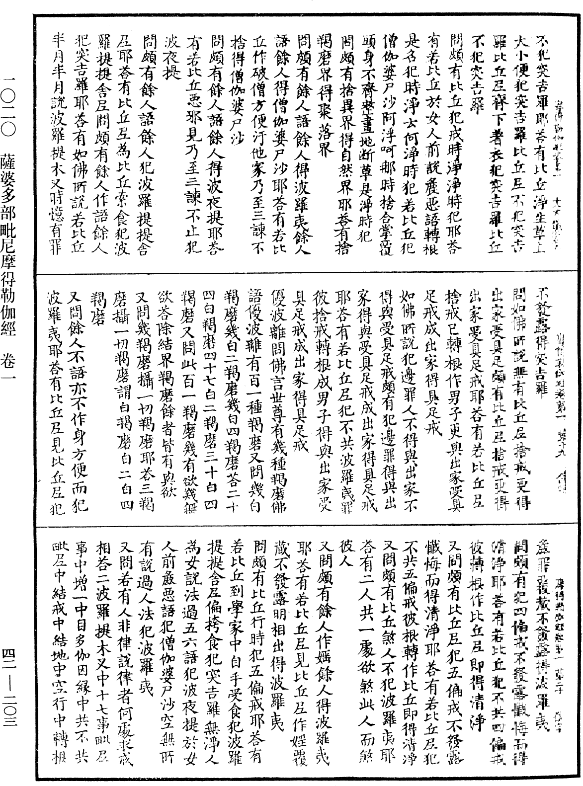 薩婆多部毗尼摩得勒伽經《中華大藏經》_第42冊_第203頁