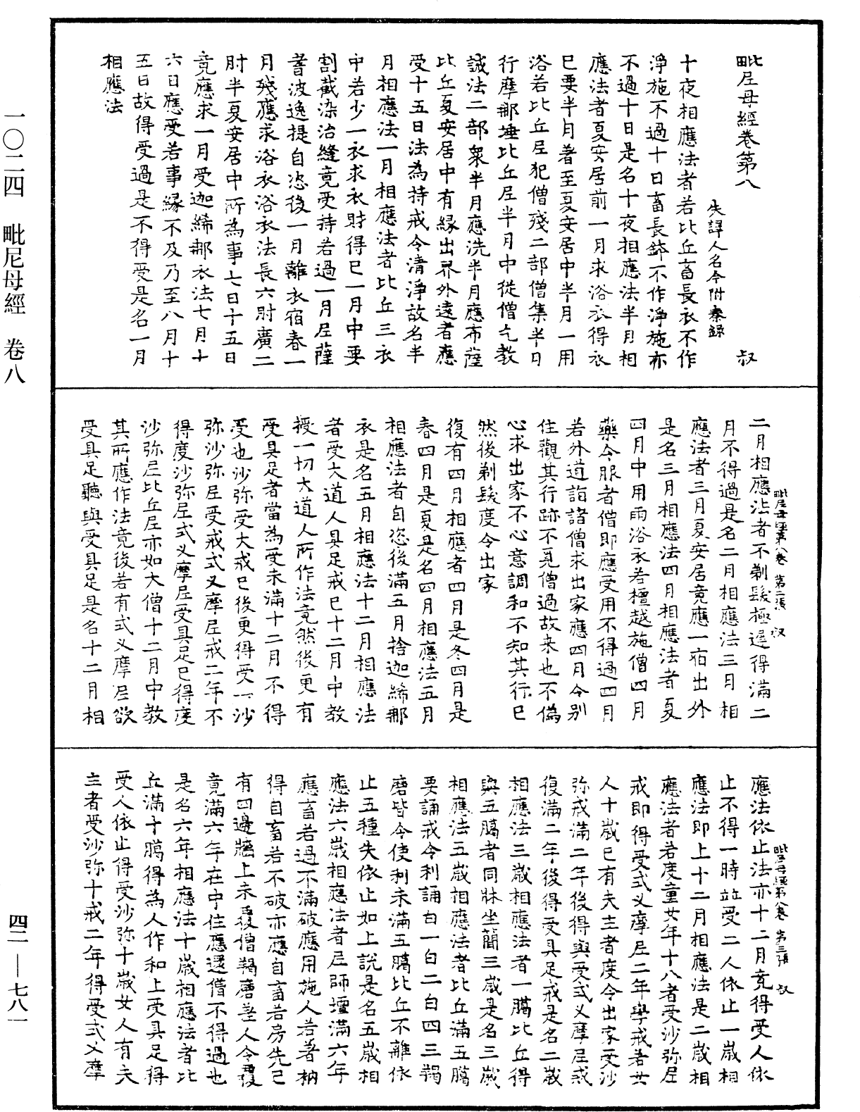 毗尼母經《中華大藏經》_第42冊_第781頁