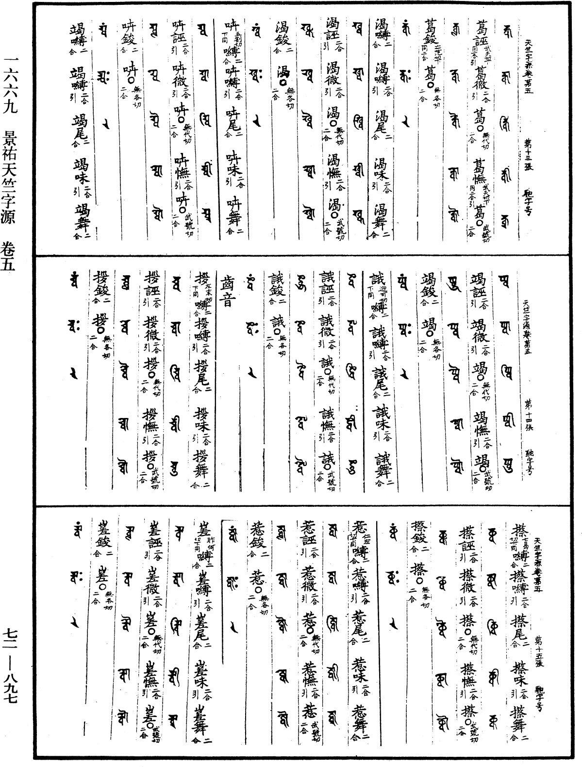 景祐天竺字源《中華大藏經》_第72冊_第897頁