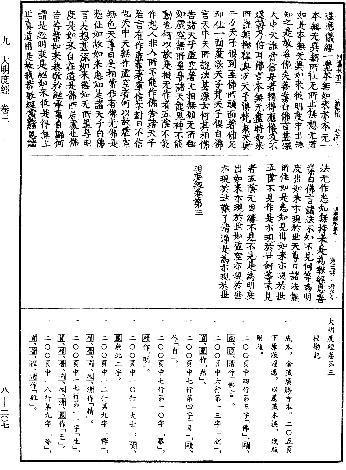大明度經《中華大藏經》 第8冊 第0207頁