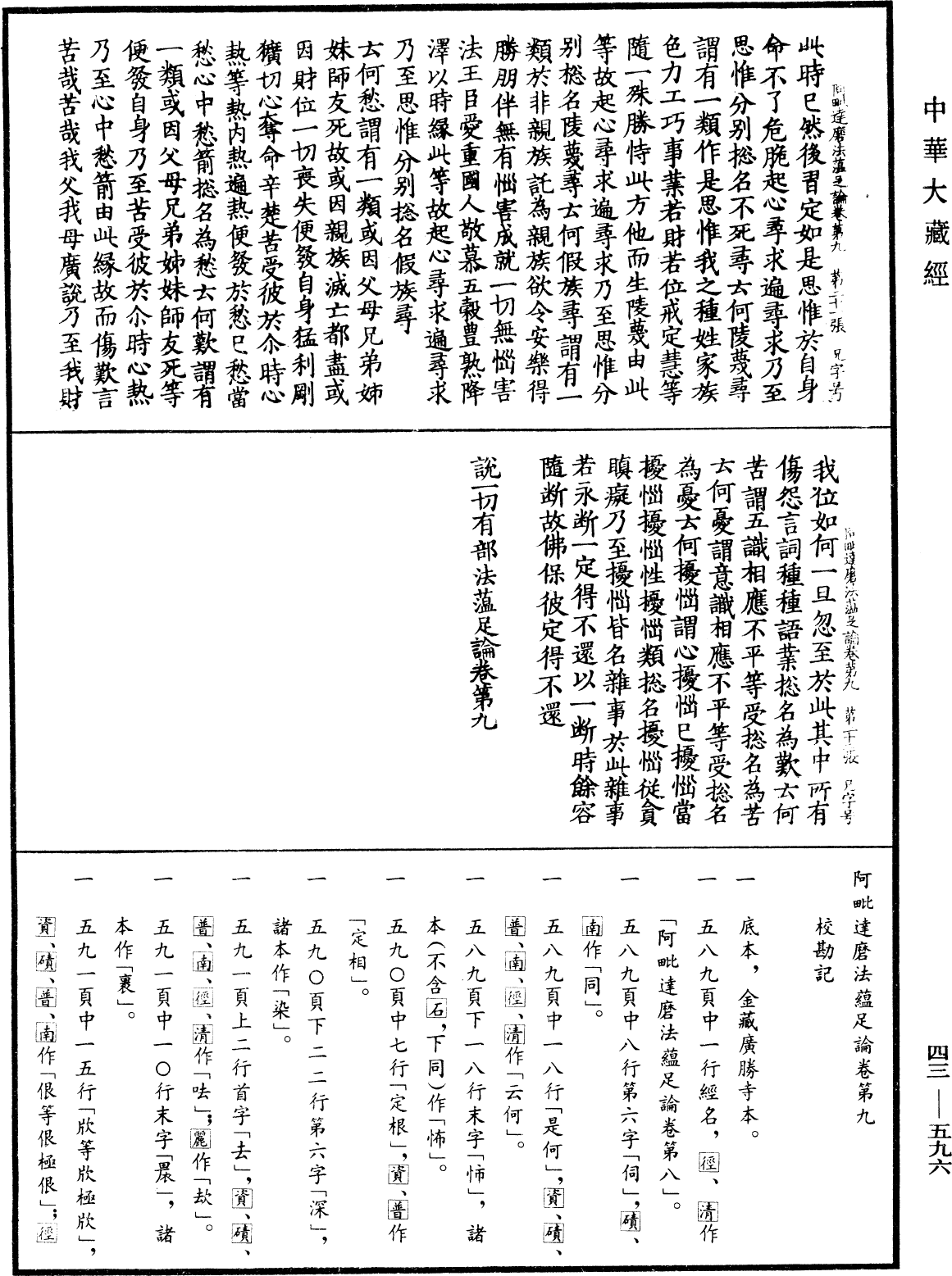 阿毗達磨法蘊足論《中華大藏經》_第43冊_第596頁