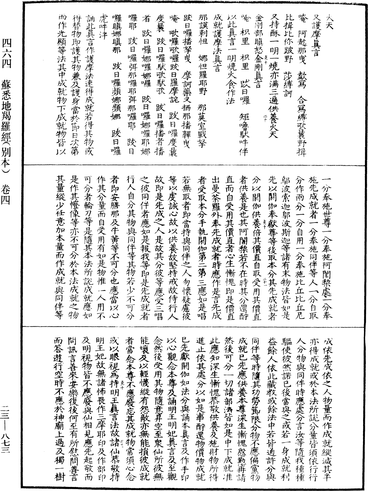 蘇悉地羯囉經(別本)《中華大藏經》_第23冊_第873頁