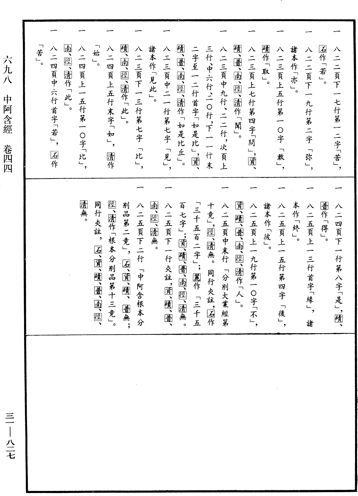 中阿含經《中華大藏經》_第31冊_第0827頁