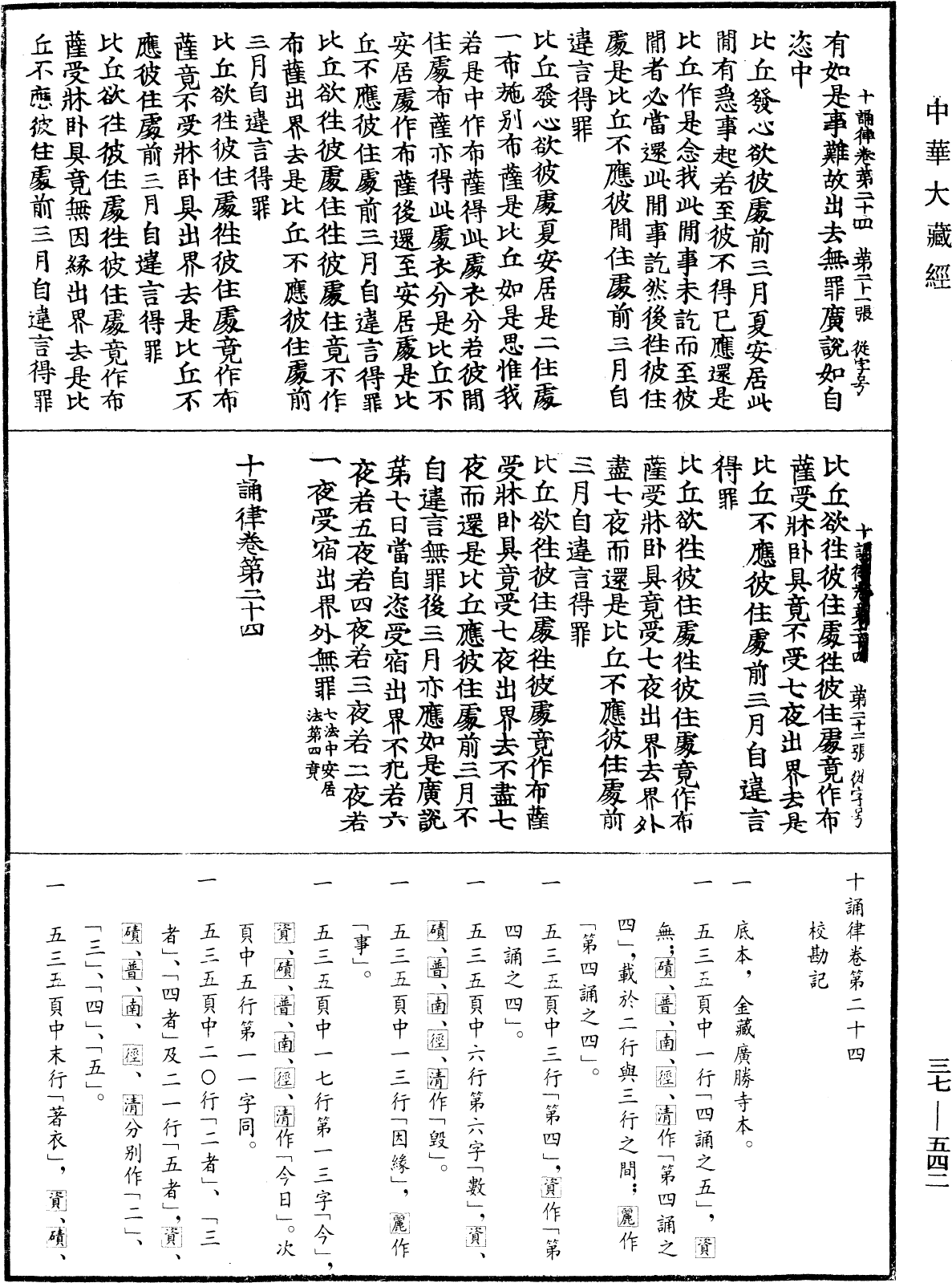 十誦律《中華大藏經》_第37冊_第542頁