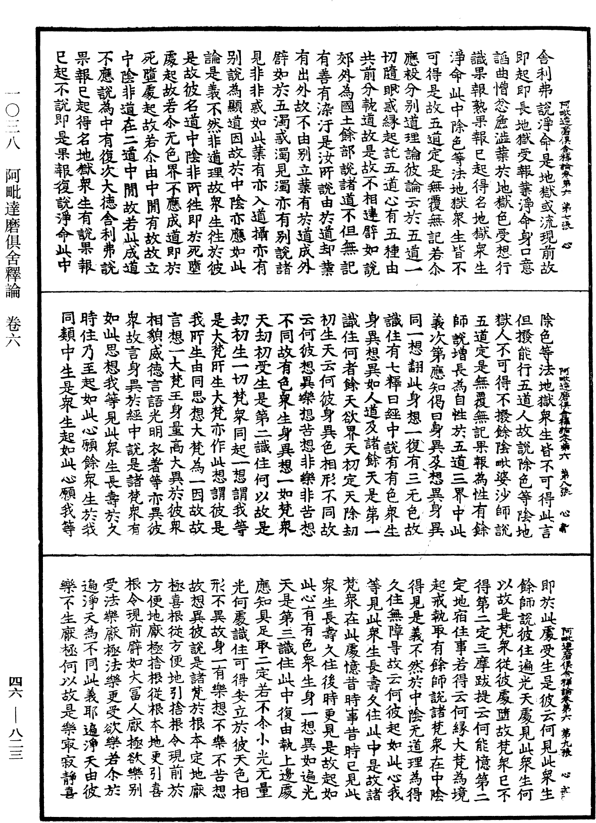 阿毗達磨俱舍釋論《中華大藏經》_第46冊_第0823頁