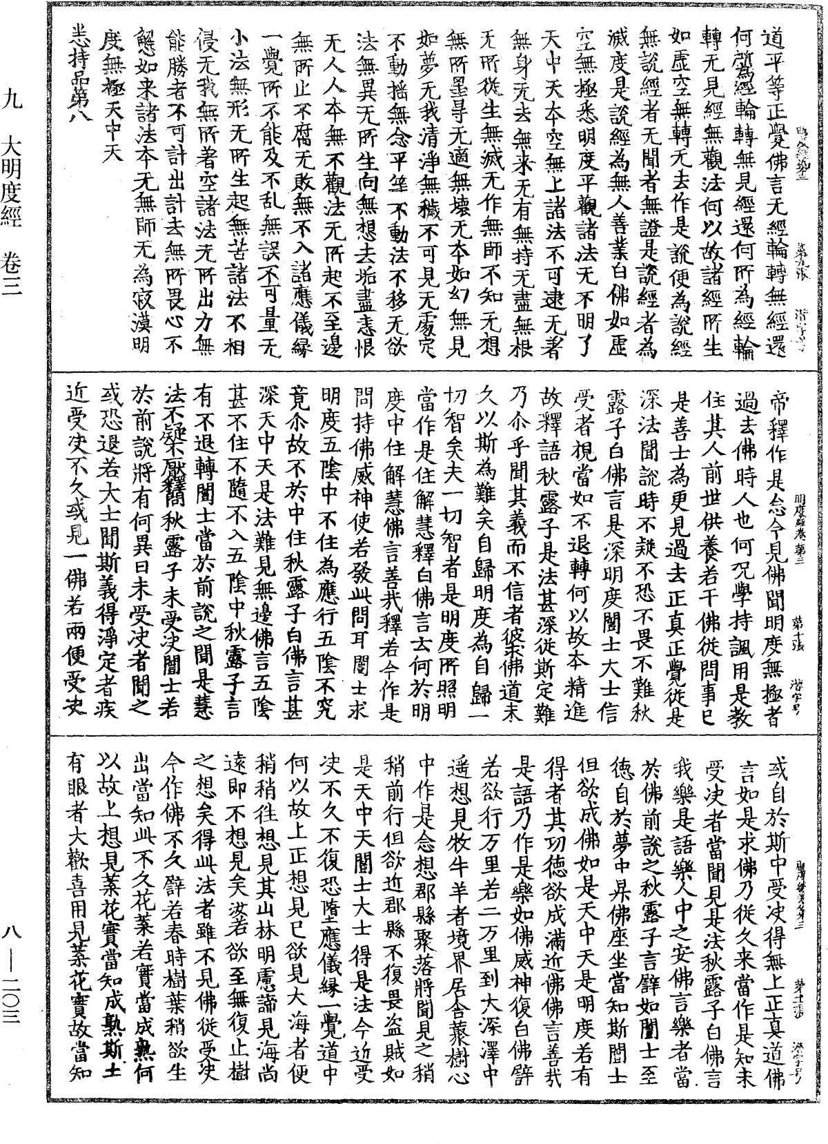 大明度經《中華大藏經》 第8冊 第0203頁