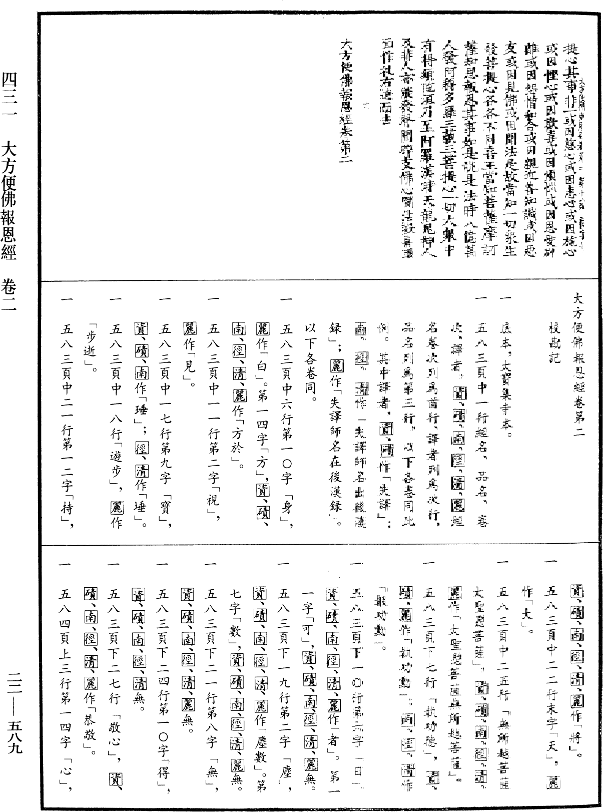 大方便佛报恩经《中华大藏经》_第22册_第589页