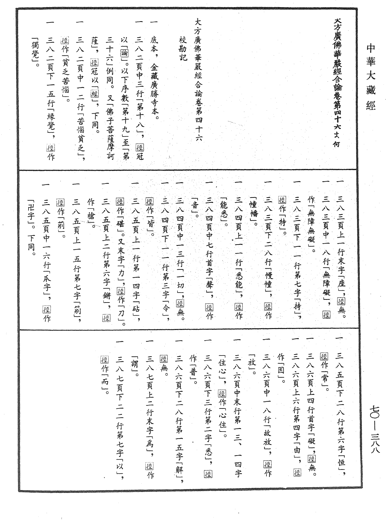 大方廣佛華嚴經合論《中華大藏經》_第70冊_第0388頁