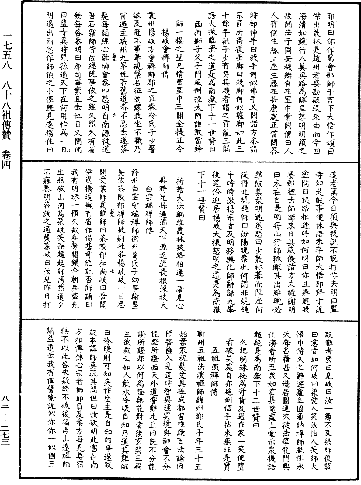 八十八祖傳贊《中華大藏經》_第83冊_第0273頁