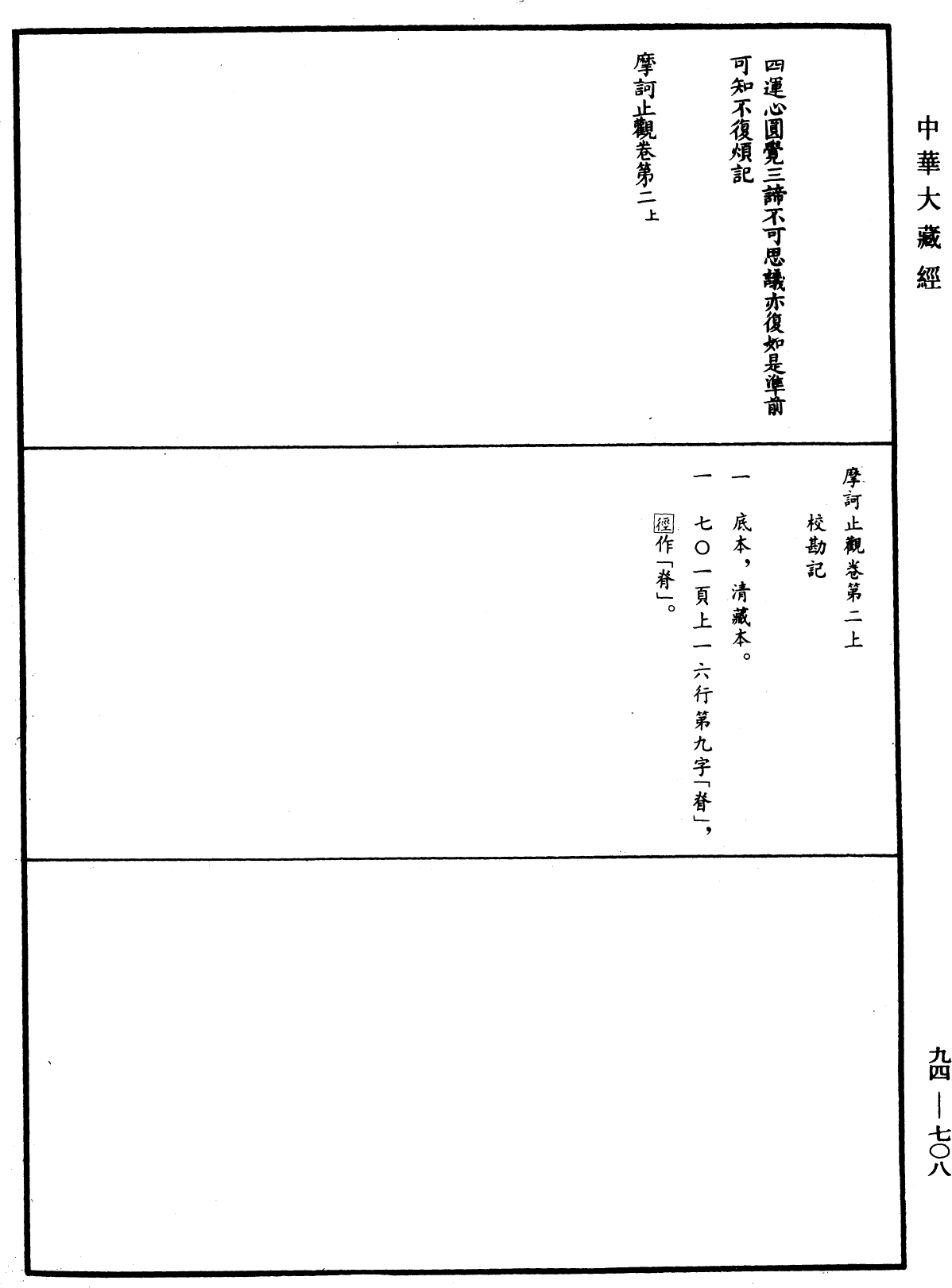 摩訶止觀《中華大藏經》_第94冊_第708頁