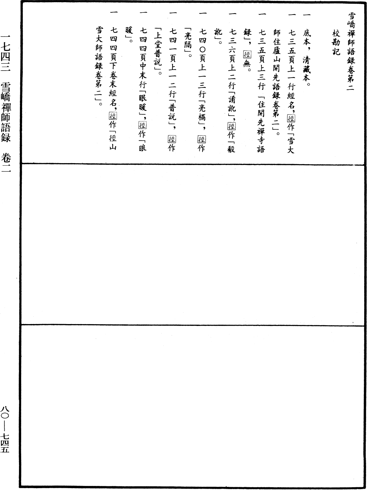 雪峤禅师语录《中华大藏经》_第80册_第745页