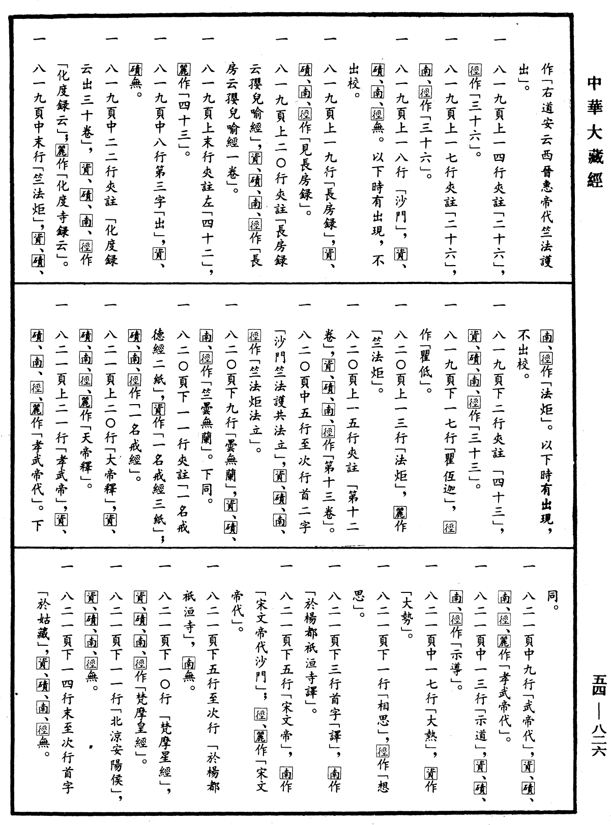 大周刊定眾經目錄《中華大藏經》_第54冊_第826頁