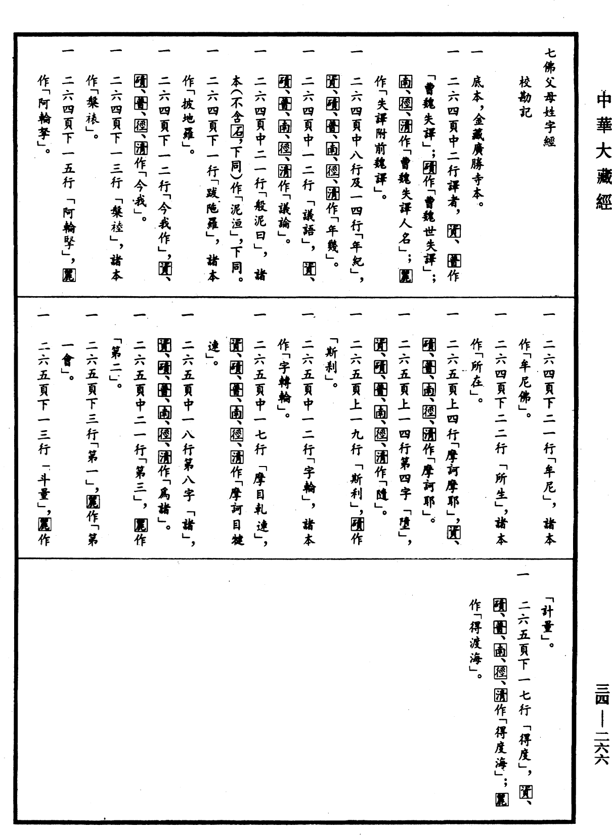 七佛父母姓字經《中華大藏經》_第34冊_第0266頁