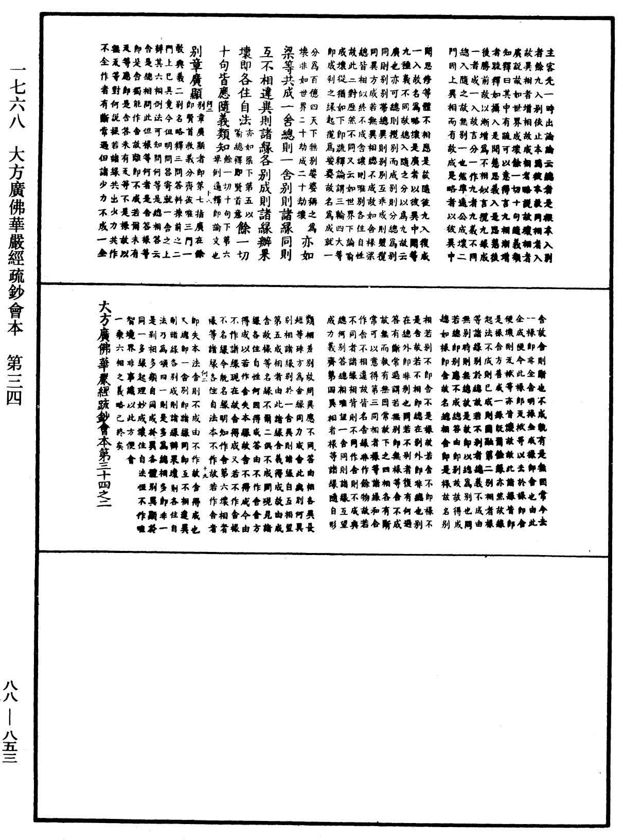 大方廣佛華嚴經疏鈔會本《中華大藏經》_第88冊_第853頁