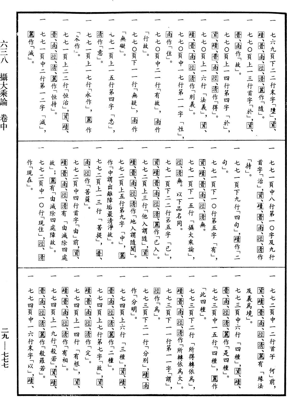 摄大乘论《中华大藏经》_第29册_第0777页
