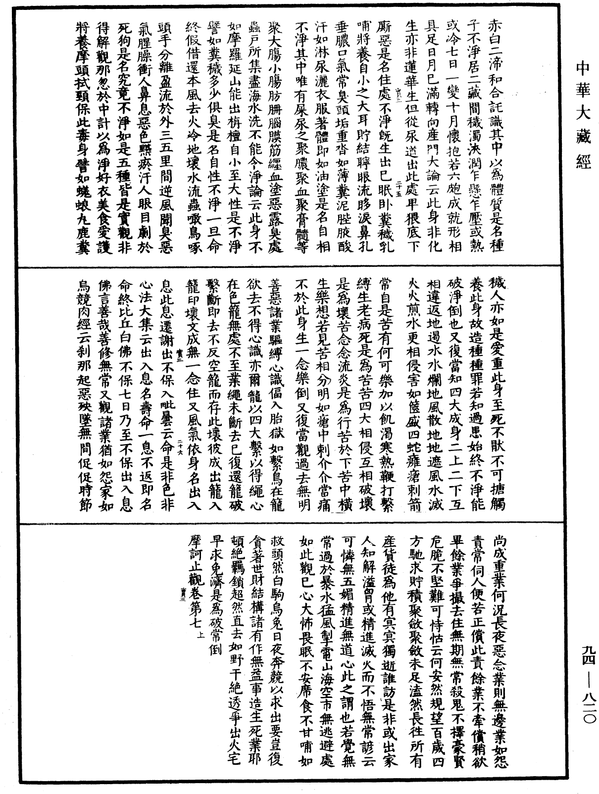 摩訶止觀《中華大藏經》_第94冊_第820頁