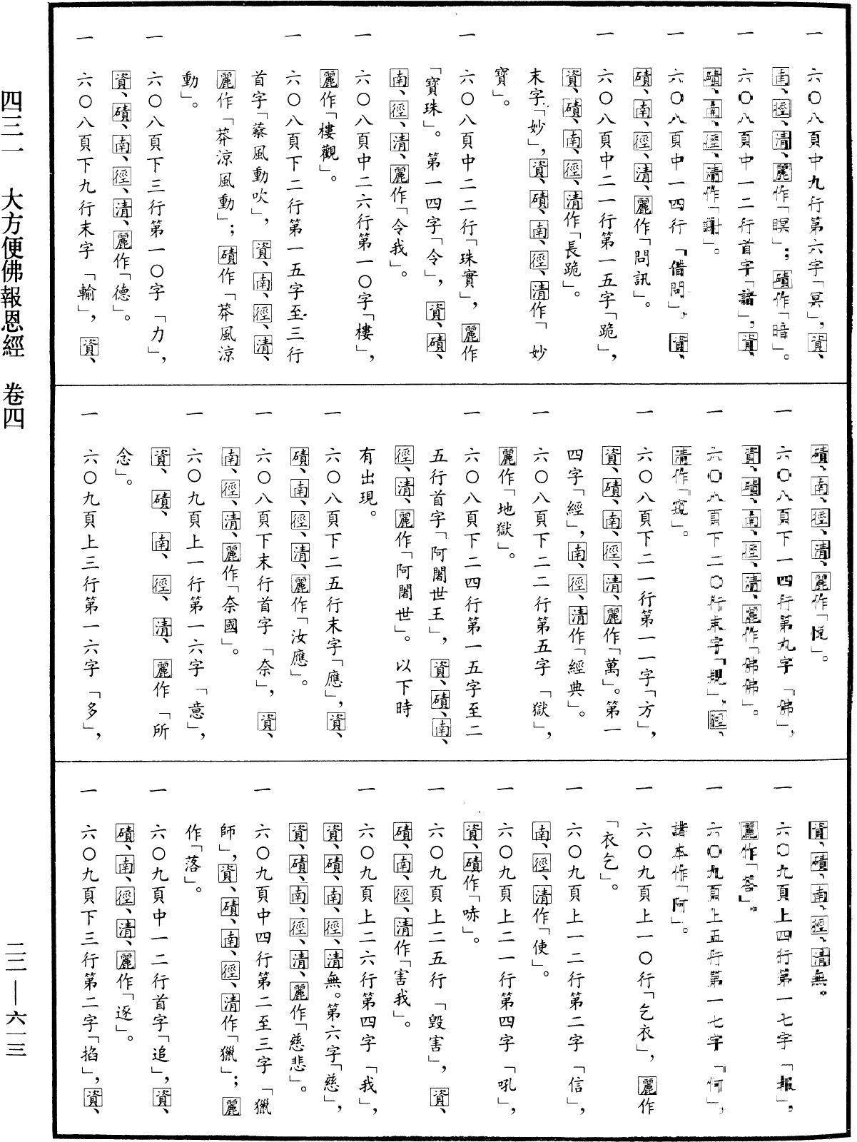 大方便佛報恩經《中華大藏經》_第22冊_第613頁